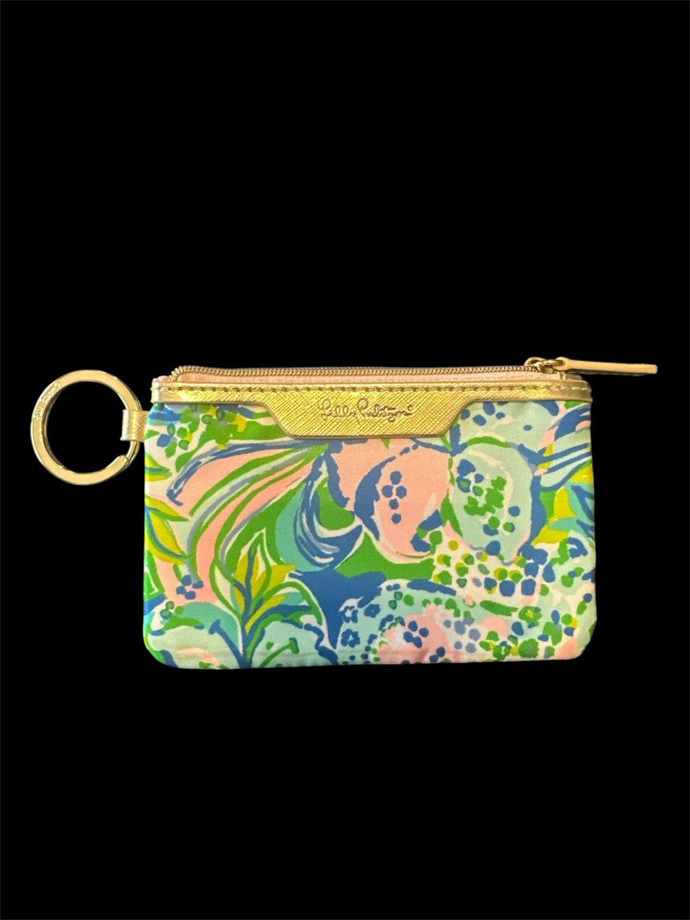 Lilly Pulitzer Multicolor Floral Keyring Card Holder with Gold Ring